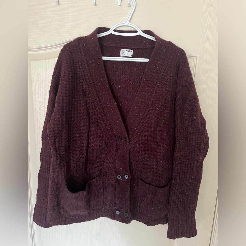 🇨🇦 Frank And Oak lambswool blend cardigan academia knit quiet luxury sweater - Picture 2 of 8